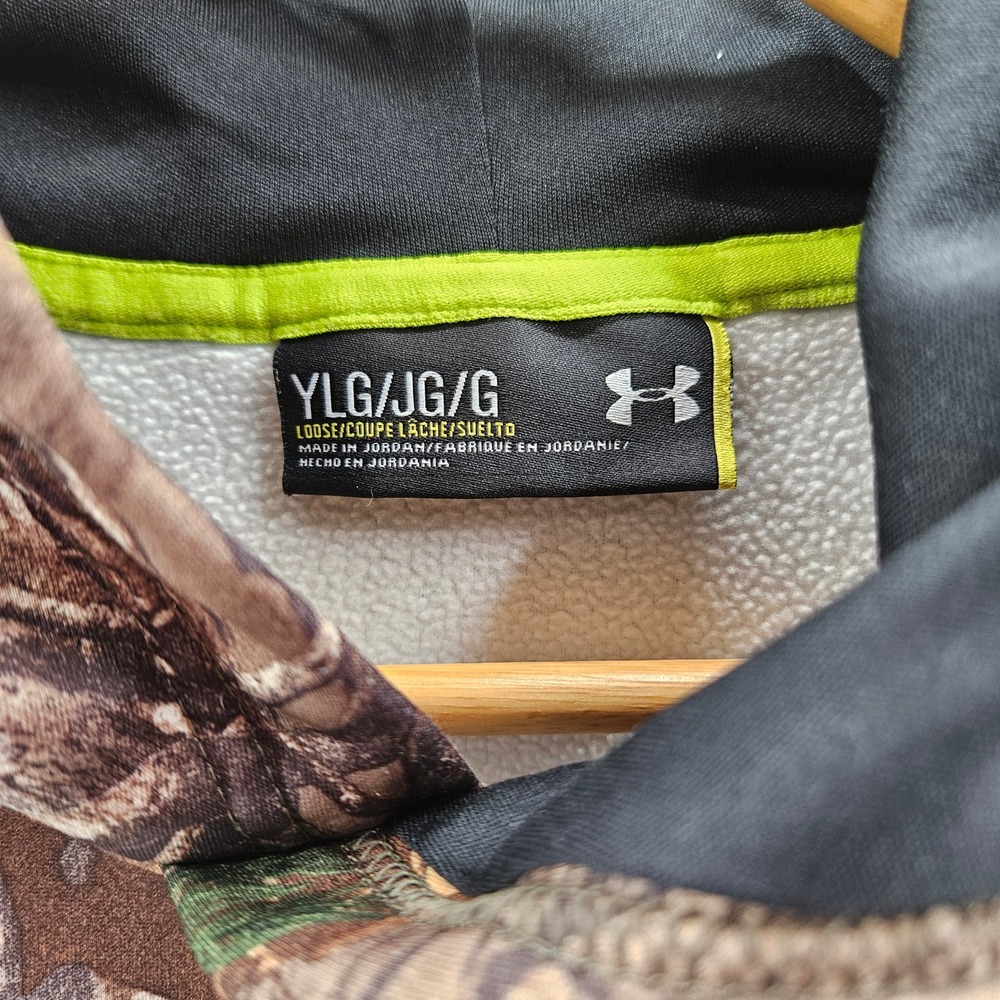 Under Armour RealTree Storm1 Kids Youth Large Camo Hoodie Fleece Lined Loose Fit - Picture 3 of 6